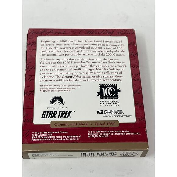 Hallmark Ornament 1999 Star Trek USS Enterprise Celebrate Century USPS Stamp NIB - Picture 5 of 5